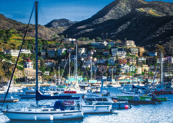 catalina marina with cool houses on the hill_AuroraHDR_HDR